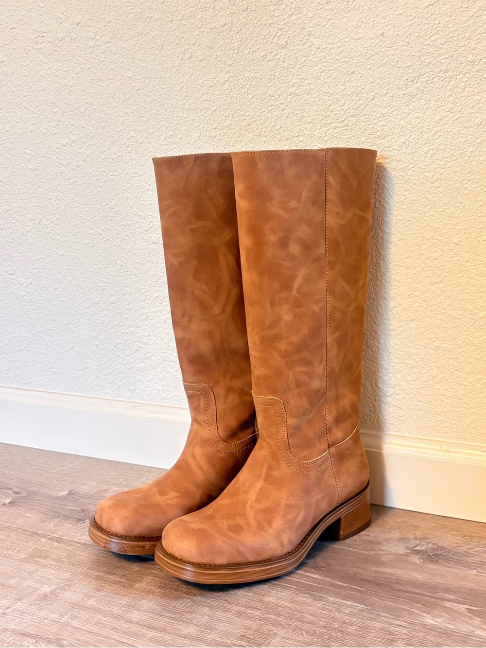 Steve Madden Tall Tan Leather Knee-High Boots